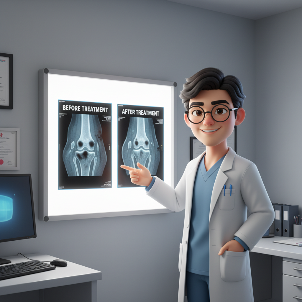 달라진 무릎 상태를 MRI 사진으로 비교