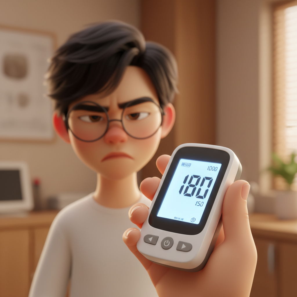 열심히 관리해도 여전한 수치 때문에 답답해하는 모습