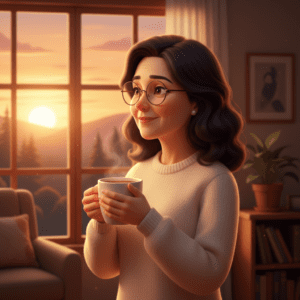 갱년기 초기 증상으로 변화를 겪으며 자신의 몸을 돌아보는 여성