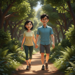 대사 리셋과 순환 관리를 통해 통증 없이 가벼운 몸으로 산책을 즐기는 모습