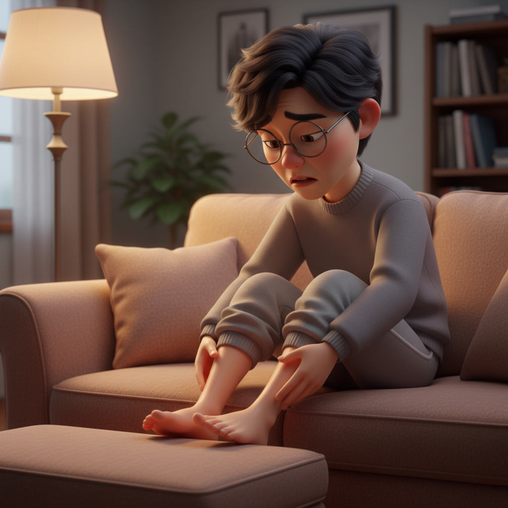 저녁 무렵 부은 다리를 살피며 심장 건강 체크 신호를 걱정