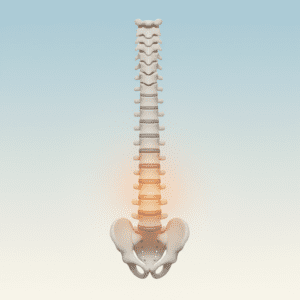 허리 부위의 염증과 긴장 상태를 시각화한 이미지허리 통증 생활 원인 자가진단